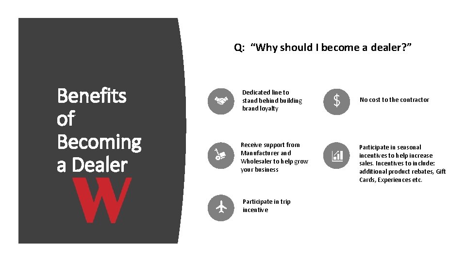 Q: “Why should I become a dealer? ” Benefits of Becoming a Dealer Dedicated
