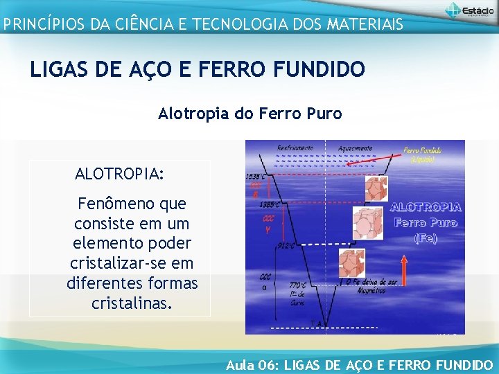 PRINCÍPIOS DA CIÊNCIA E TECNOLOGIA DOS MATERIAIS LIGAS DE AÇO E FERRO FUNDIDO Alotropia