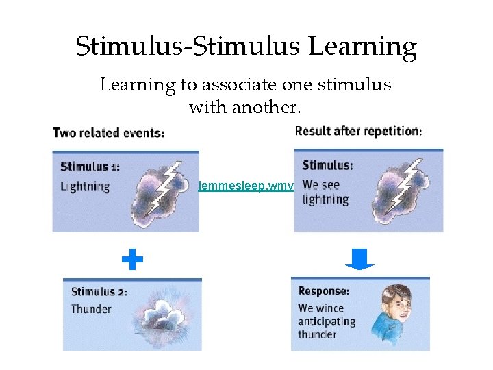 Stimulus-Stimulus Learning to associate one stimulus with another. lemmesleep. wmv 