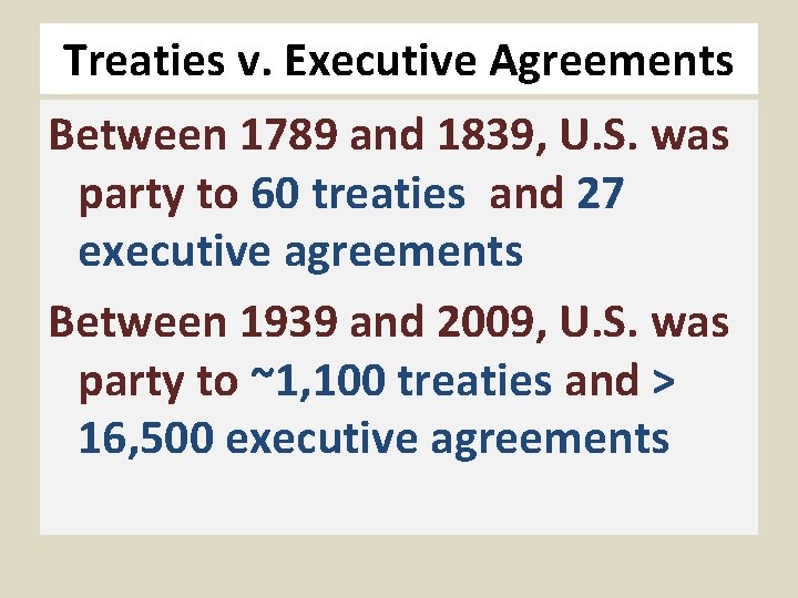 Treaties v. Executive Agreements Between 1789 and 1839, U. S. was party to 60