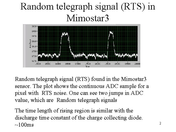 Random telegraph signal (RTS) in Mimostar 3 Random telegraph signal (RTS) found in the