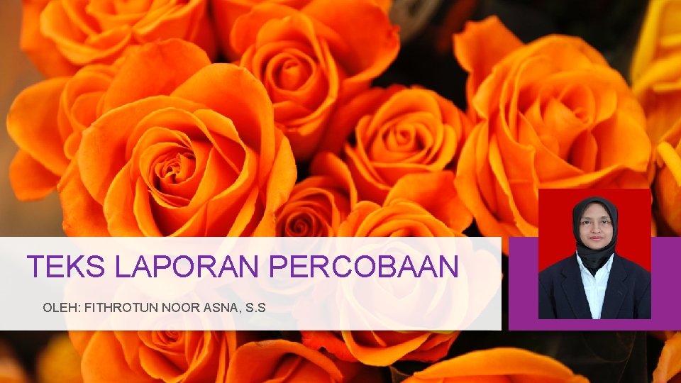 TEKS LAPORAN PERCOBAAN OLEH: FITHROTUN NOOR ASNA, S. S 