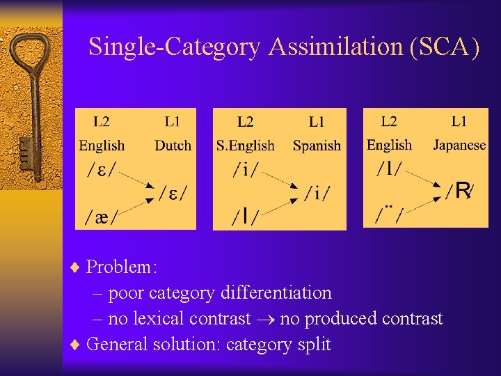 Single-Category Assimilation (SCA) ¨ Problem: – poor category differentiation – no lexical contrast no