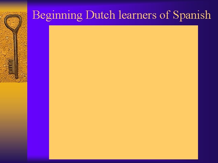 Beginning Dutch learners of Spanish 
