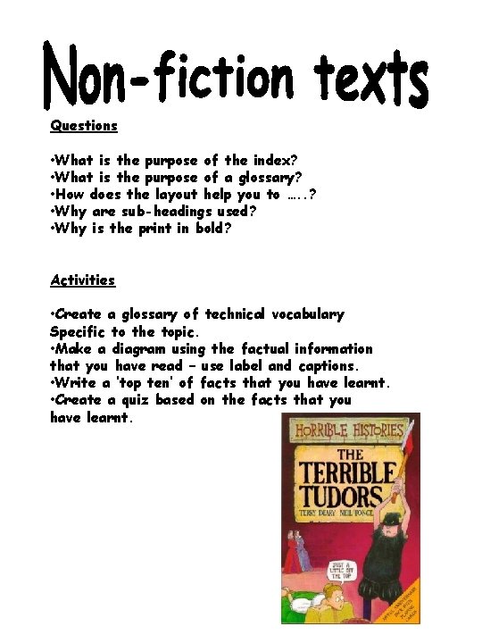 Questions • What is the purpose of the index? • What is the purpose