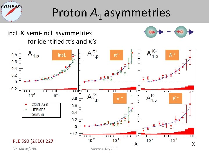 Proton A 1 asymmetries incl. & semi-incl. asymmetries for identified π’s and K’s incl. Proton A 1 asymmetries incl. & semi-incl. asymmetries for identified π’s and K’s incl.