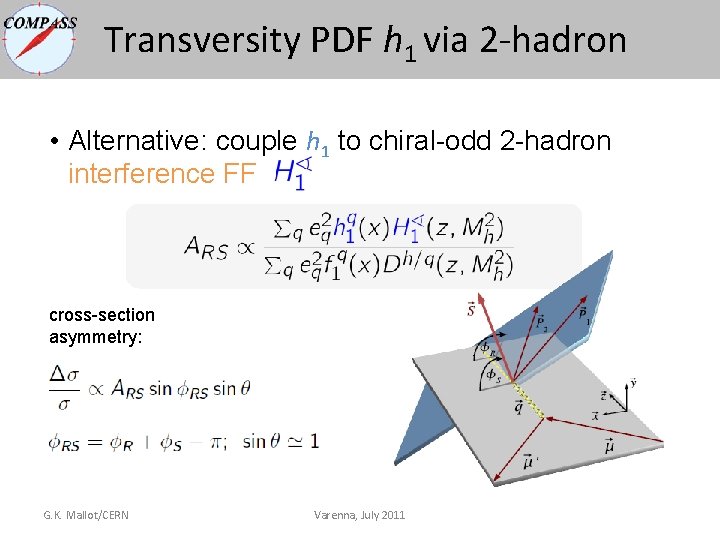 Transversity PDF h 1 via 2 -hadron • Alternative: couple h 1 to chiral-odd Transversity PDF h 1 via 2 -hadron • Alternative: couple h 1 to chiral-odd