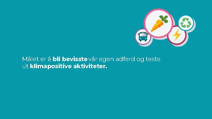 Målet er å bli bevisste vår egen adferd og teste ut klimapositive aktiviteter. 