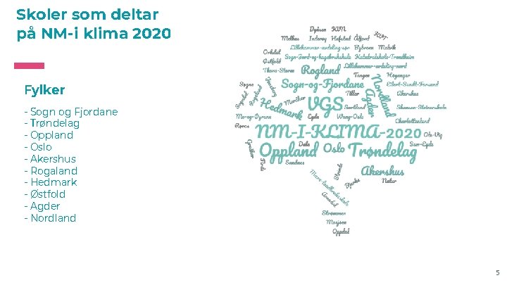 Skoler som deltar på NM-i klima 2020 Fylker - Sogn og Fjordane - Trøndelag