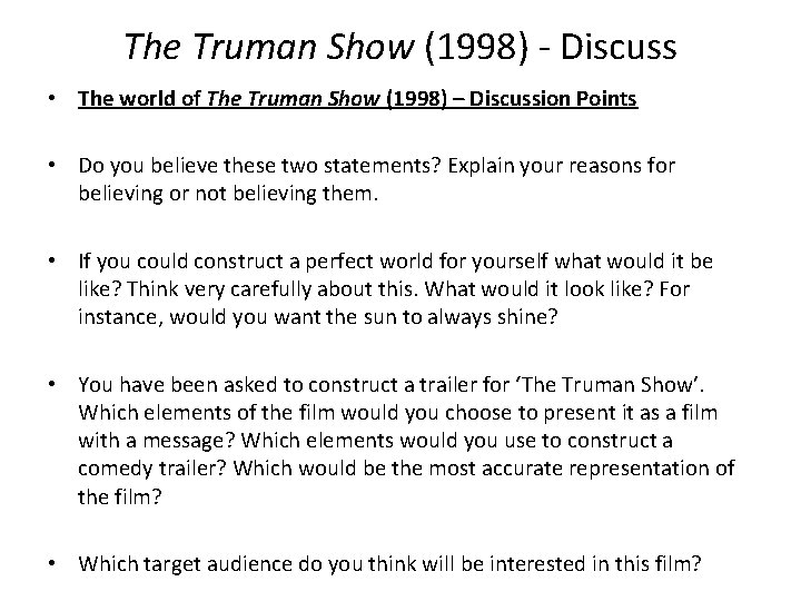 The Truman Show (1998) - Discuss • The world of The Truman Show (1998) The Truman Show (1998) - Discuss • The world of The Truman Show (1998)