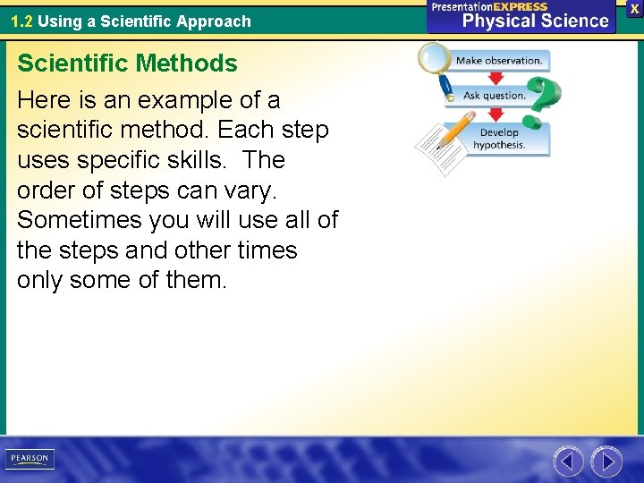 1. 2 Using a Scientific Approach Scientific Methods Here is an example of a