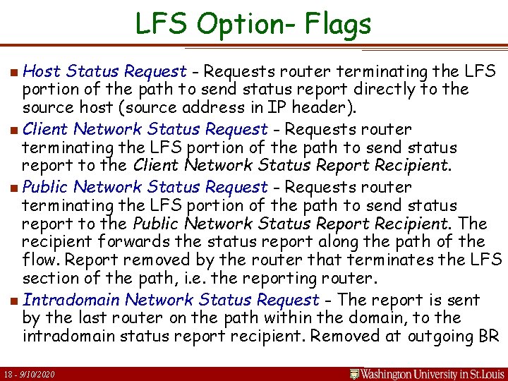 LFS Option- Flags n Host Status Request - Requests router terminating the LFS portion