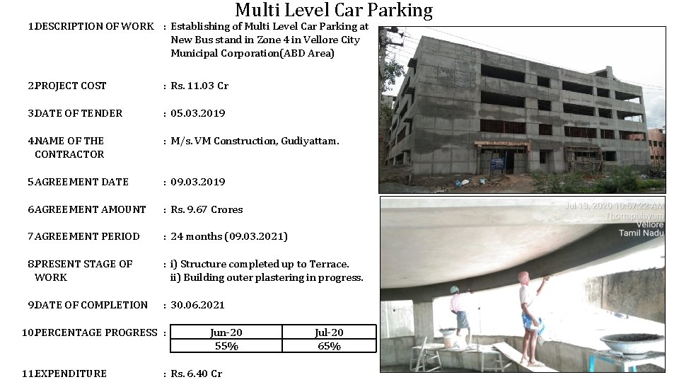 Multi Level Car Parking 1. DESCRIPTION OF WORK : Establishing of Multi Level Car