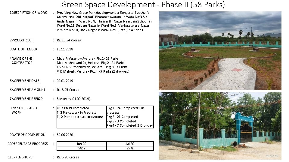 Green Space Development - Phase II (58 Parks) 1. DESCRIPTION OF WORK : Providing