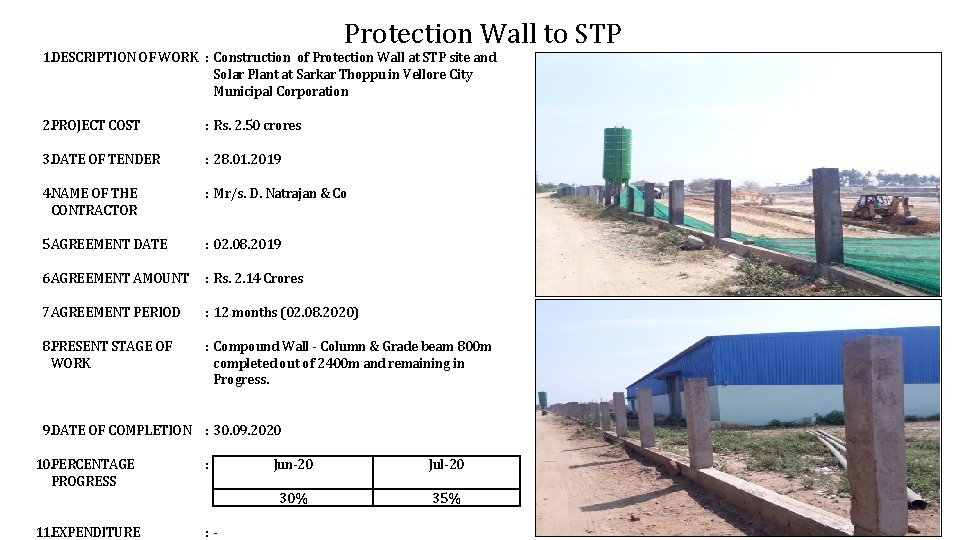 Protection Wall to STP 1. DESCRIPTION OF WORK : Construction of Protection Wall at Protection Wall to STP 1. DESCRIPTION OF WORK : Construction of Protection Wall at