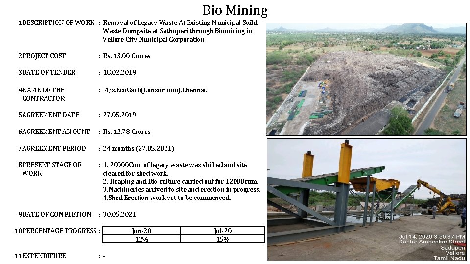 Bio Mining 1. DESCRIPTION OF WORK : Removal of Legacy Waste At Existing Municipal