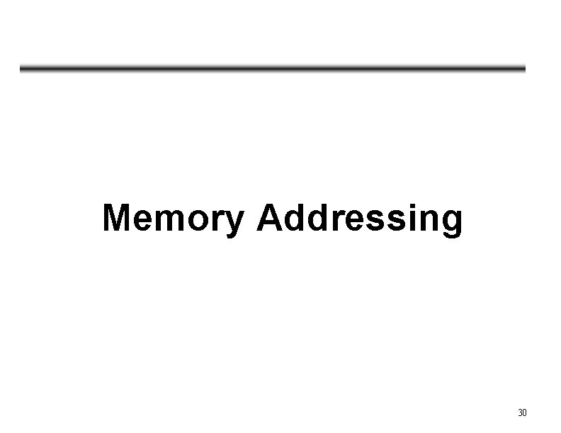 Memory Addressing 30 