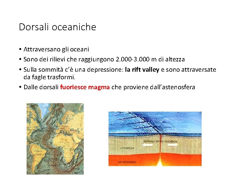 Dorsali oceaniche • Attraversano gli oceani • Sono dei rilievi che raggiungono 2. 000