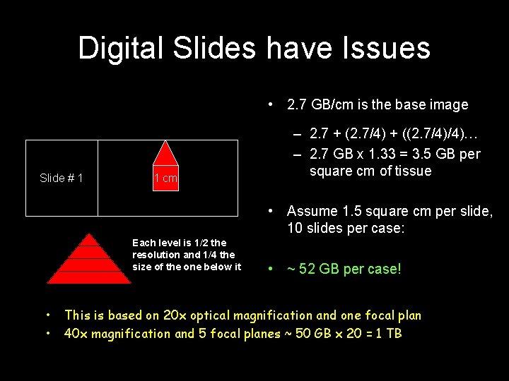 Digital Slides have Issues • 2. 7 GB/cm is the base image Slide #