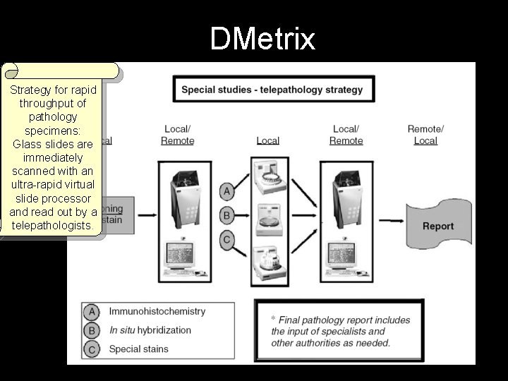 DMetrix Strategy for rapid throughput of pathology specimens: Glass slides are immediately scanned with