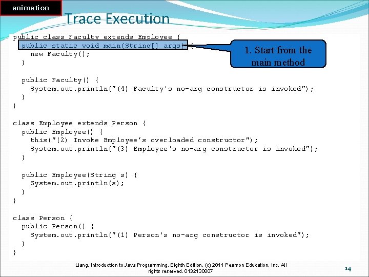 animation Trace Execution public class Faculty extends Employee { public static void main(String[] args)