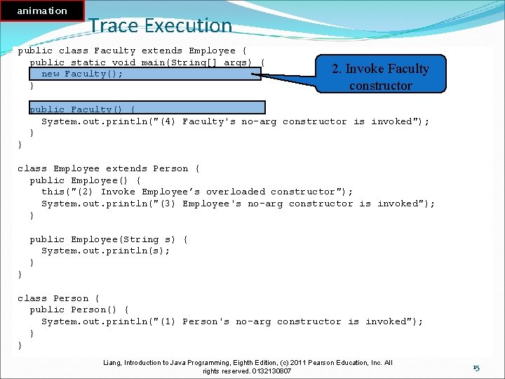 animation Trace Execution public class Faculty extends Employee { public static void main(String[] args)