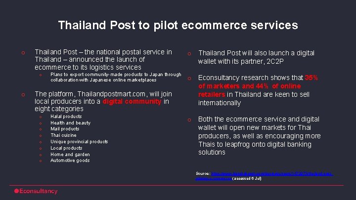 Thailand Post to pilot ecommerce services o Thailand Post – the national postal service