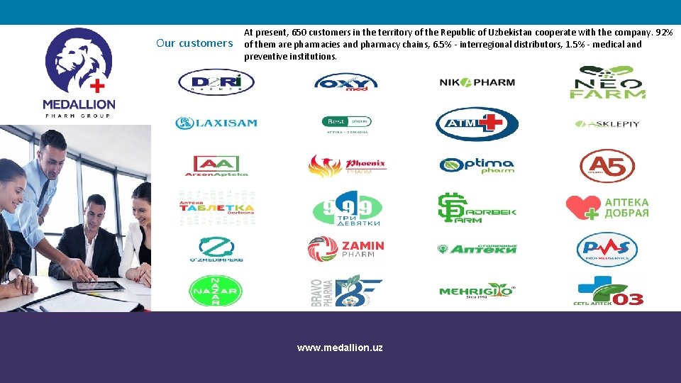 Our customers At present, 650 customers in the territory of the Republic of Uzbekistan