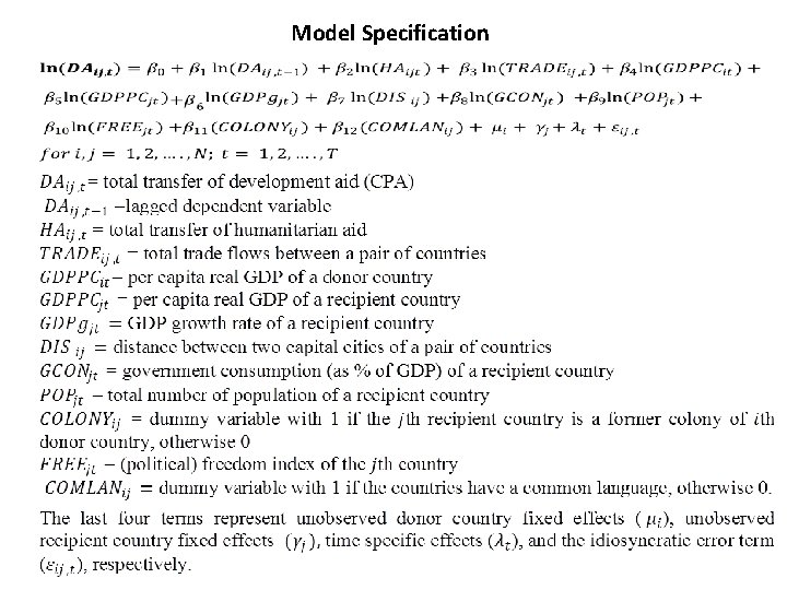 Model Specification 