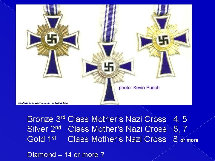 http: //www. diggerhistory. info/pages-medals/nazi 2. htm Bronze 3 rd Class Mother’s Nazi Cross 4,