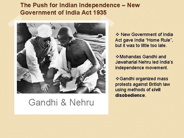 The Push for Indian Independence – New Government of India Act 1935 v New