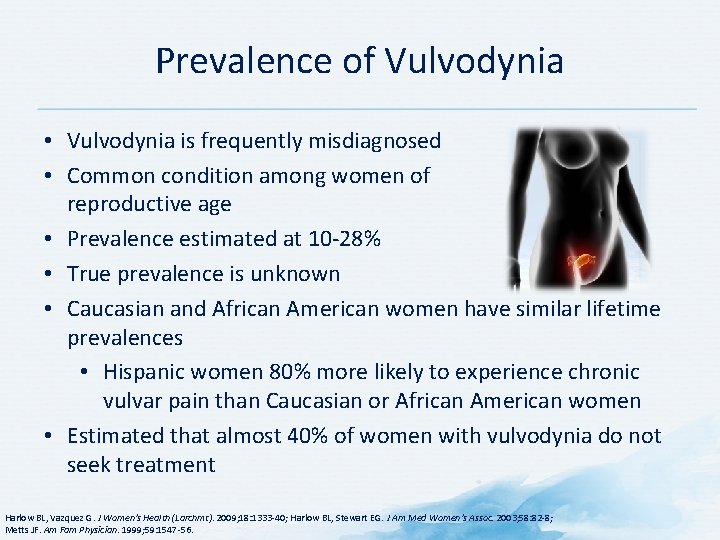 Prevalence of Vulvodynia • Vulvodynia is frequently misdiagnosed • Common condition among women of