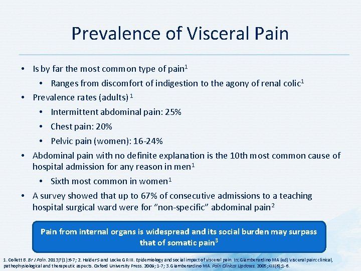 Prevalence of Visceral Pain • Is by far the most common type of pain