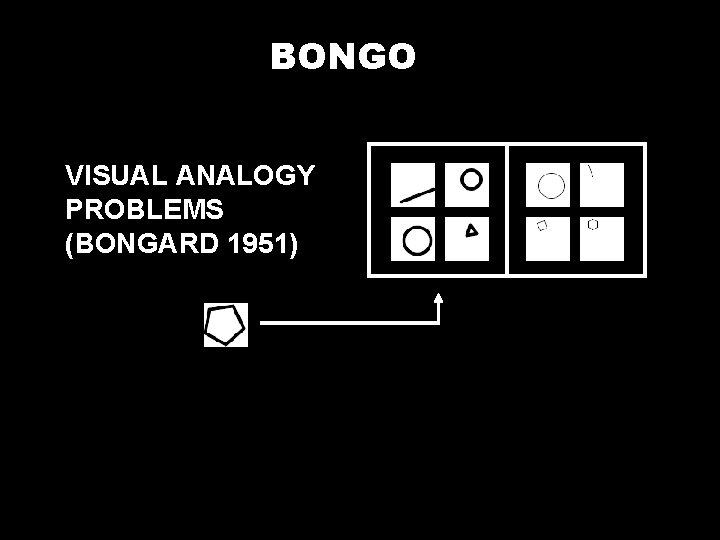 BONGO VISUAL ANALOGY PROBLEMS (BONGARD 1951) 