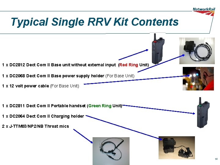 Typical Single RRV Kit Contents 1 x DC 2812 Dect Com II Base unit
