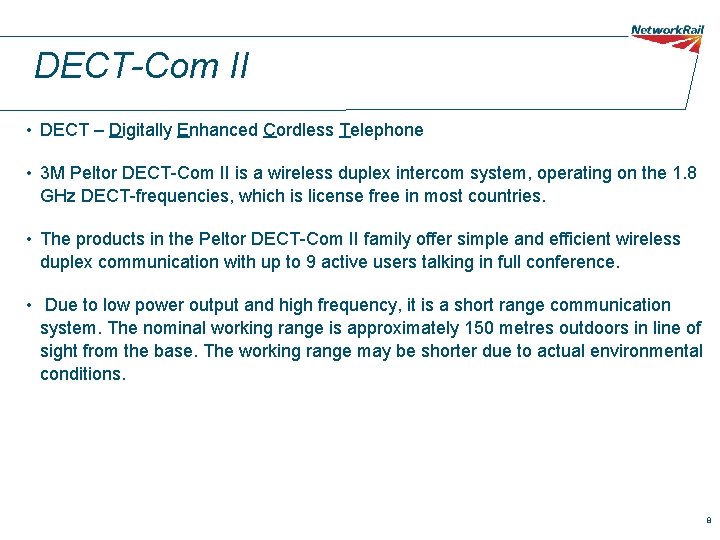 DECT-Com II • DECT – Digitally Enhanced Cordless Telephone • 3 M Peltor DECT-Com