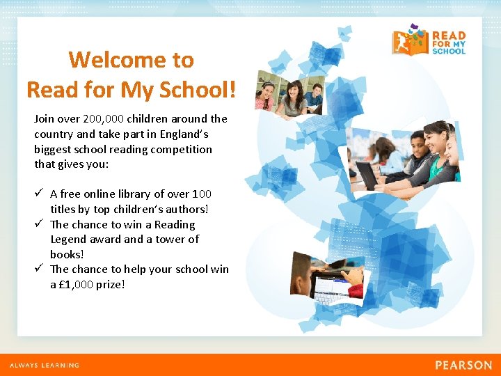 Welcome to Read for My School! Join over 200, 000 children around the country