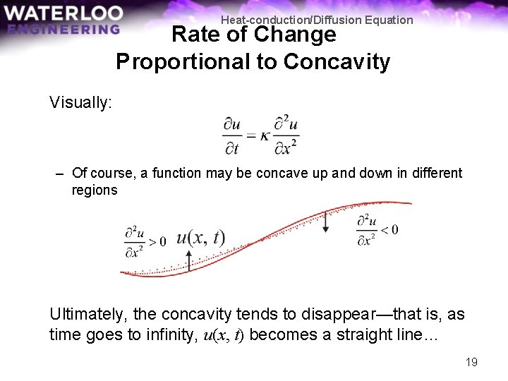 Heat-conduction/Diffusion Equation Rate of Change Proportional to Concavity Visually: – Of course, a function