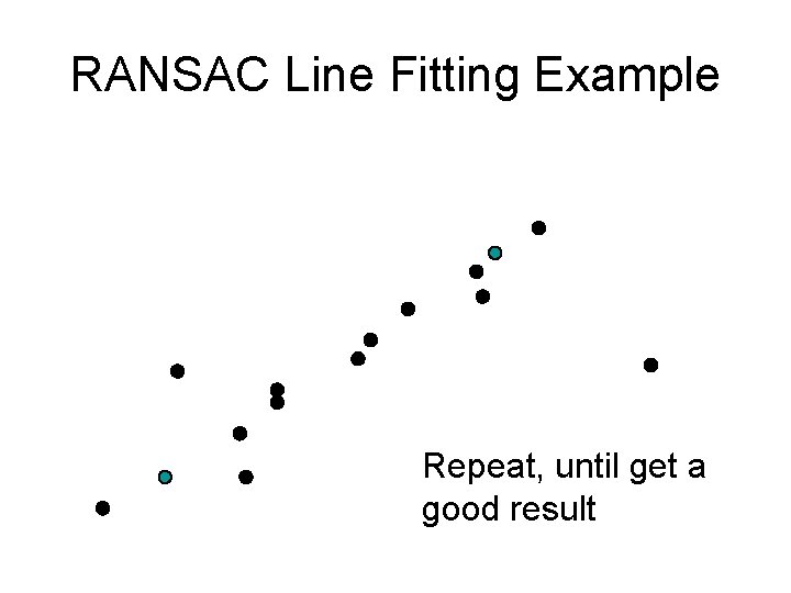 RANSAC Line Fitting Example Repeat, until get a good result 