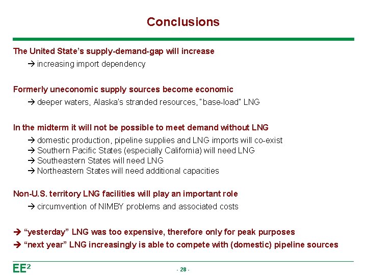 Conclusions The United State’s supply-demand-gap will increase increasing import dependency Formerly uneconomic supply sources