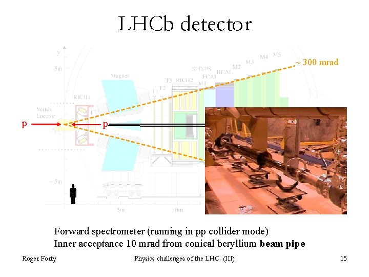 LHCb detector ~ 300 mrad p p 10 mrad Forward spectrometer (running in pp