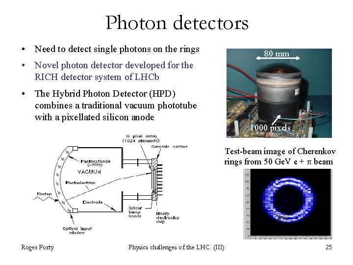 Photon detectors • Need to detect single photons on the rings 80 mm •