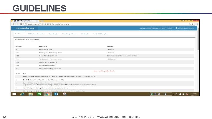 GUIDELINES 12 © 2017 WIPRO LTD | WWW. WIPRO. COM | CONFIDENTIAL 