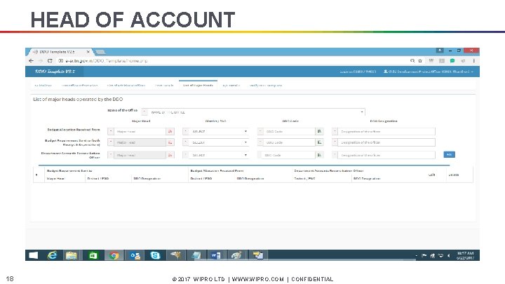 HEAD OF ACCOUNT 18 © 2017 WIPRO LTD | WWW. WIPRO. COM | CONFIDENTIAL