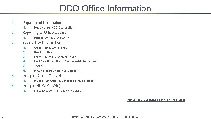 DDO Office Information 1. Department Information 1. 2. Reporting to Office Details 1. 3.