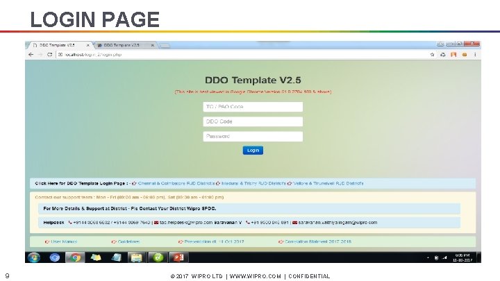 LOGIN PAGE 9 © 2017 WIPRO LTD | WWW. WIPRO. COM | CONFIDENTIAL 