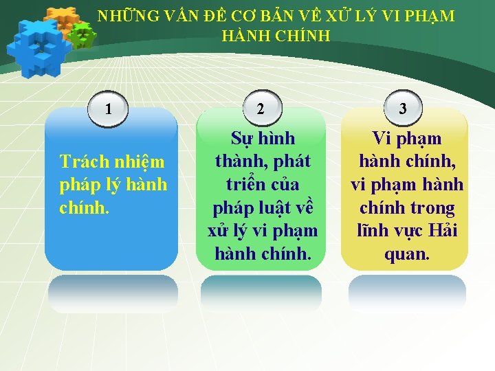 NHỮNG VẤN ĐỀ CƠ BẢN VỀ XỬ LÝ VI PHẠM HÀNH CHÍNH 1 Trách