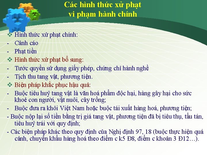 Các hình thức xử phạt vi phạm hành chính v v v - Hình