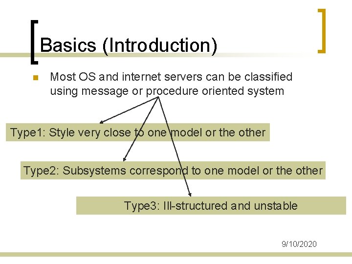 Basics (Introduction) n Most OS and internet servers can be classified using message or