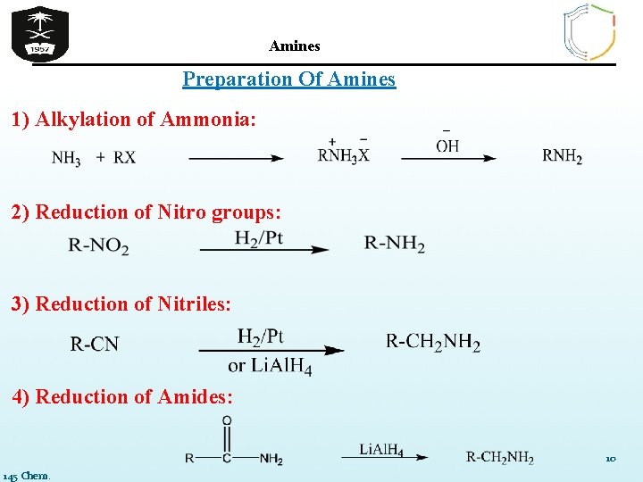 Amines Preparation Of Amines 1) Alkylation of Ammonia: 2) Reduction of Nitro groups: 3)